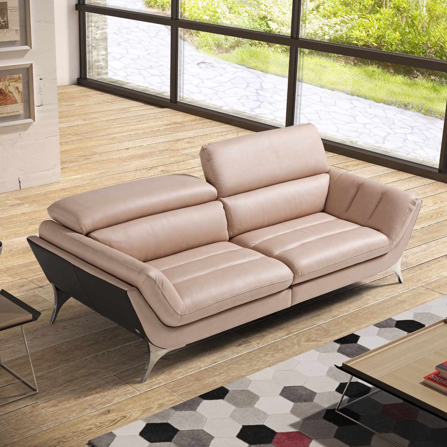 The Sueli two seater sofa in leather
