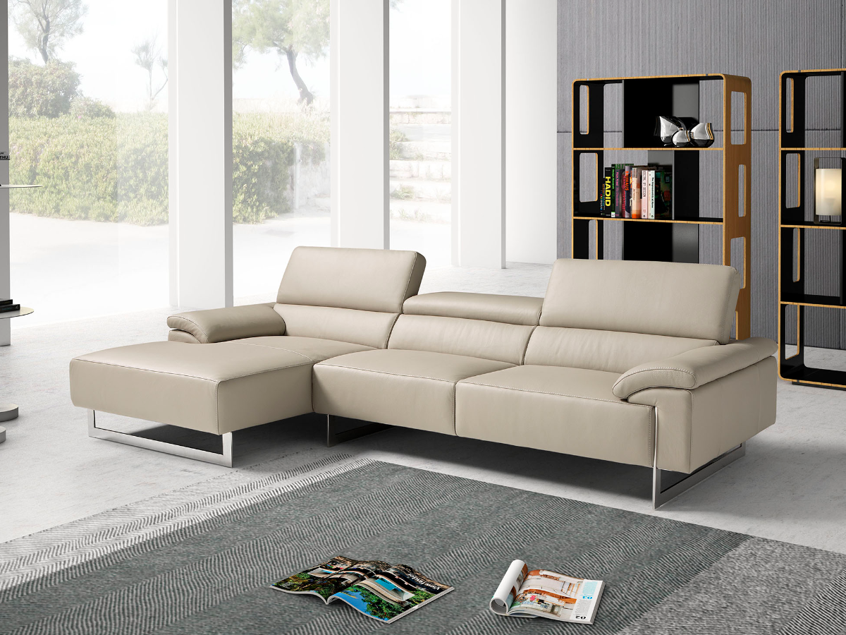 Malika leather sofa with chaise