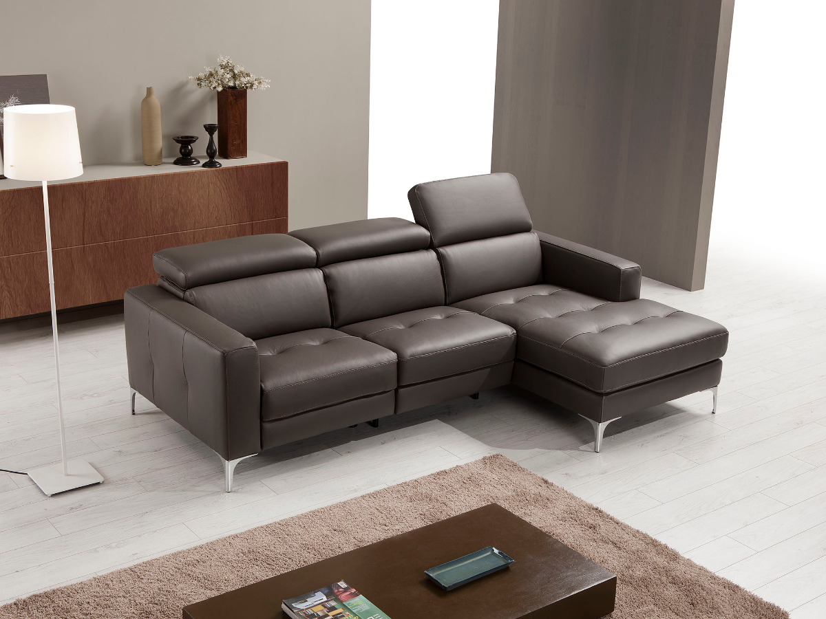 Matt leather sofa with chaise