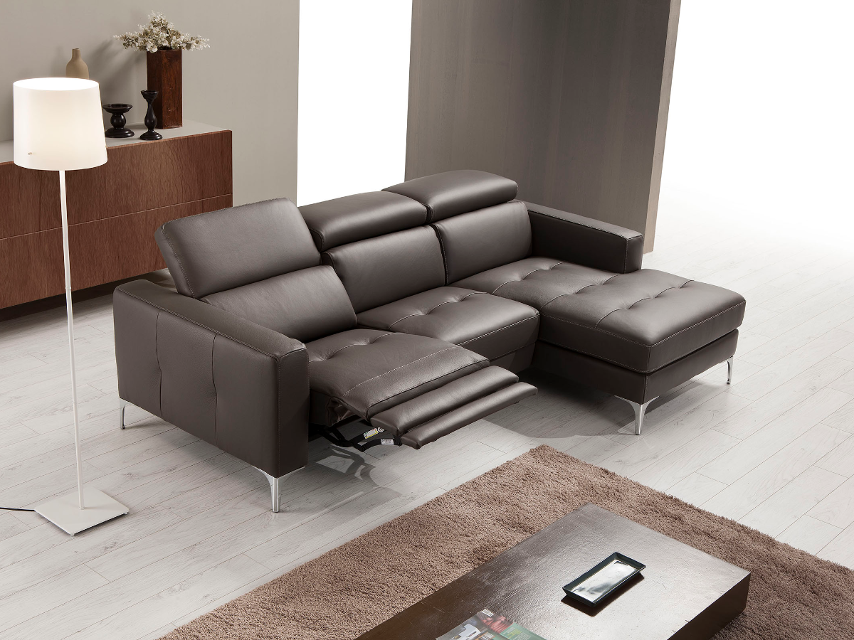 Matt leather sofa with chaise