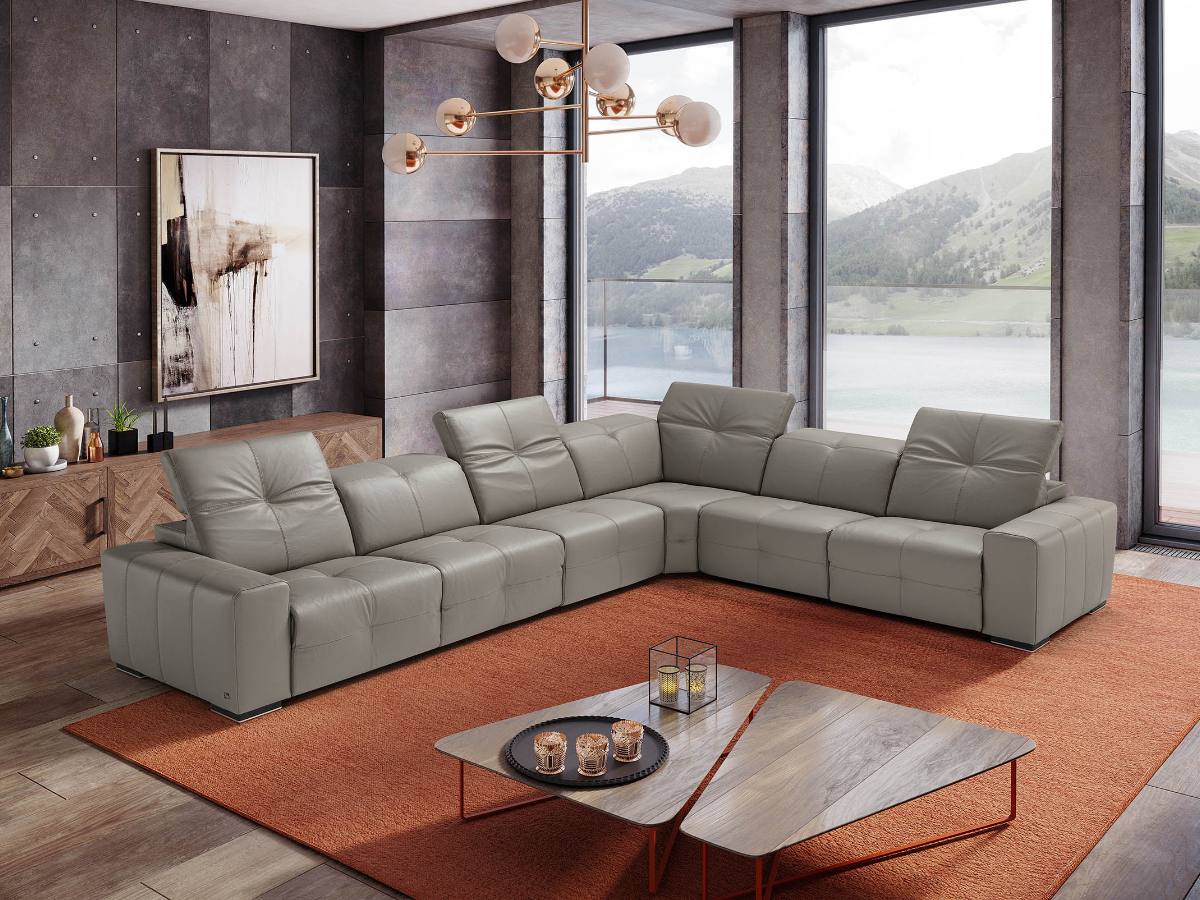Arline large leather corner sofa with recliners