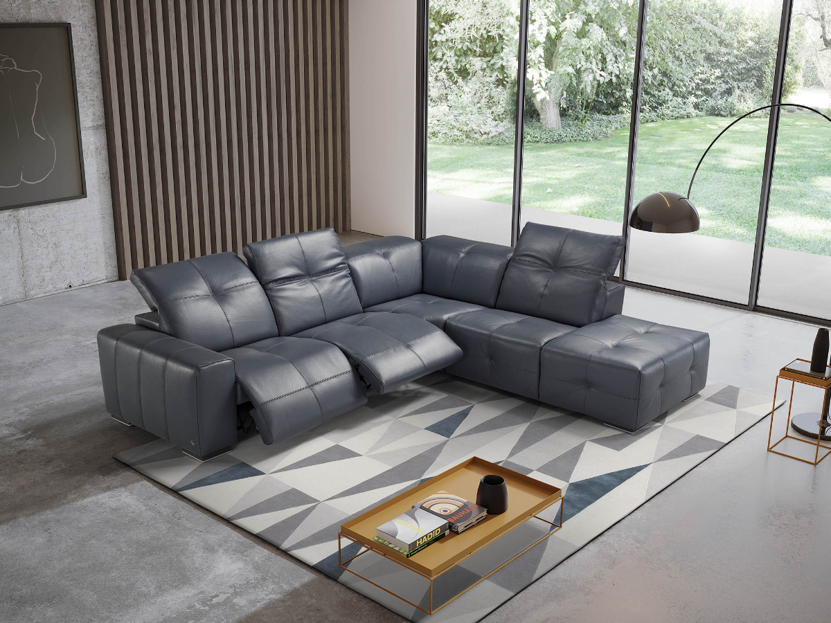 Arline leather corner sofa with recliners