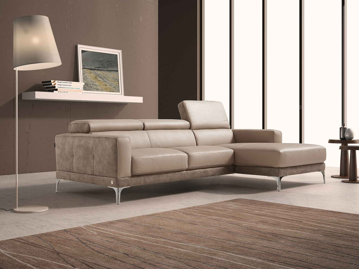 Claudie leather sofa with chaise