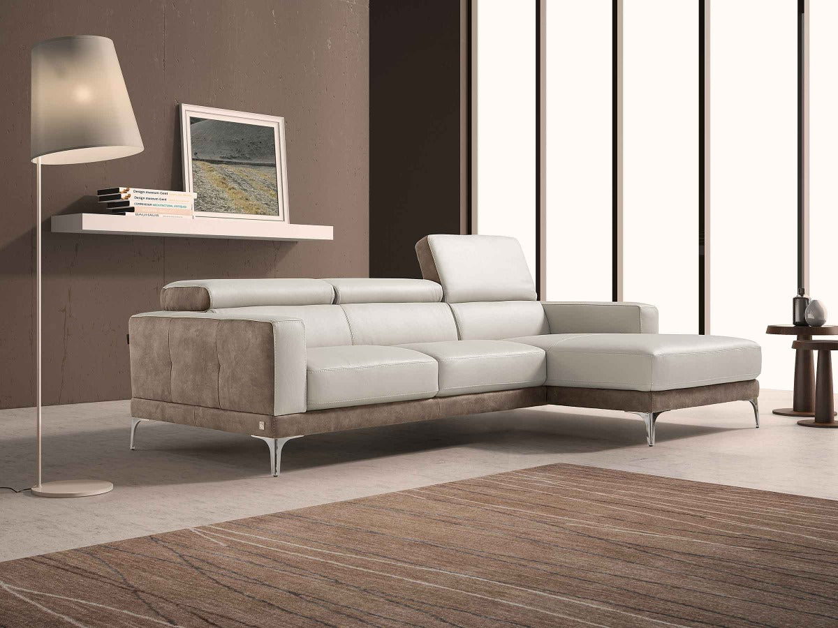 Claudie leather sofa with chaise