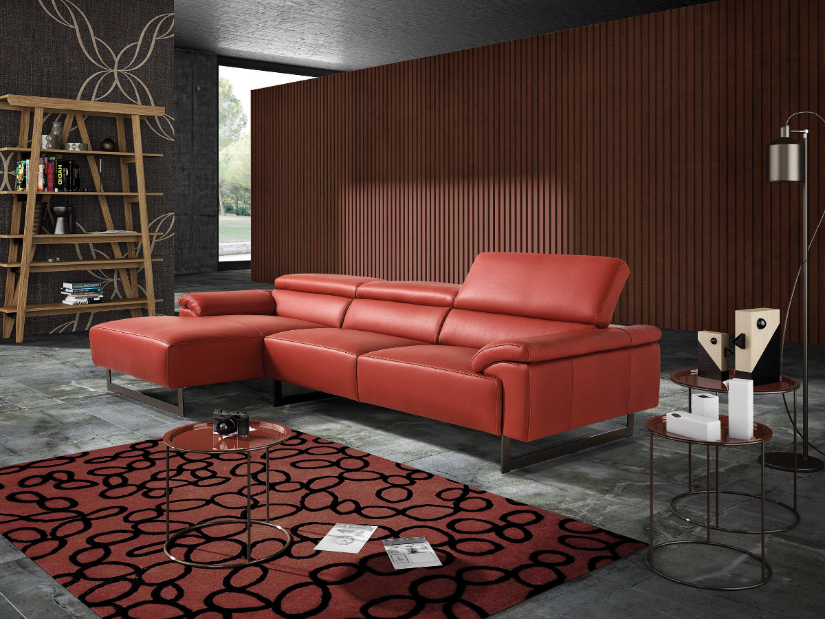 Malika leather sofa with chaise
