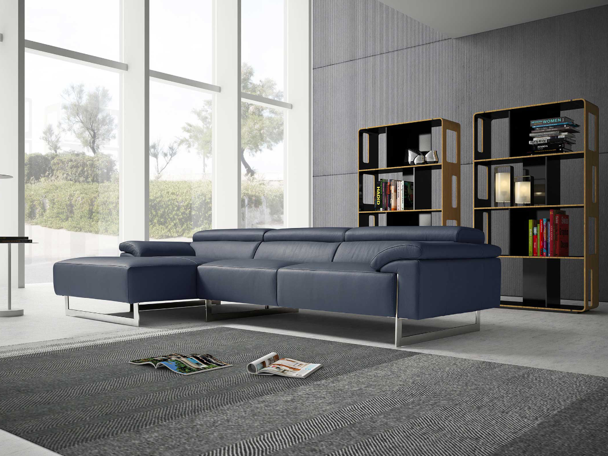 Malika leather sofa with chaise