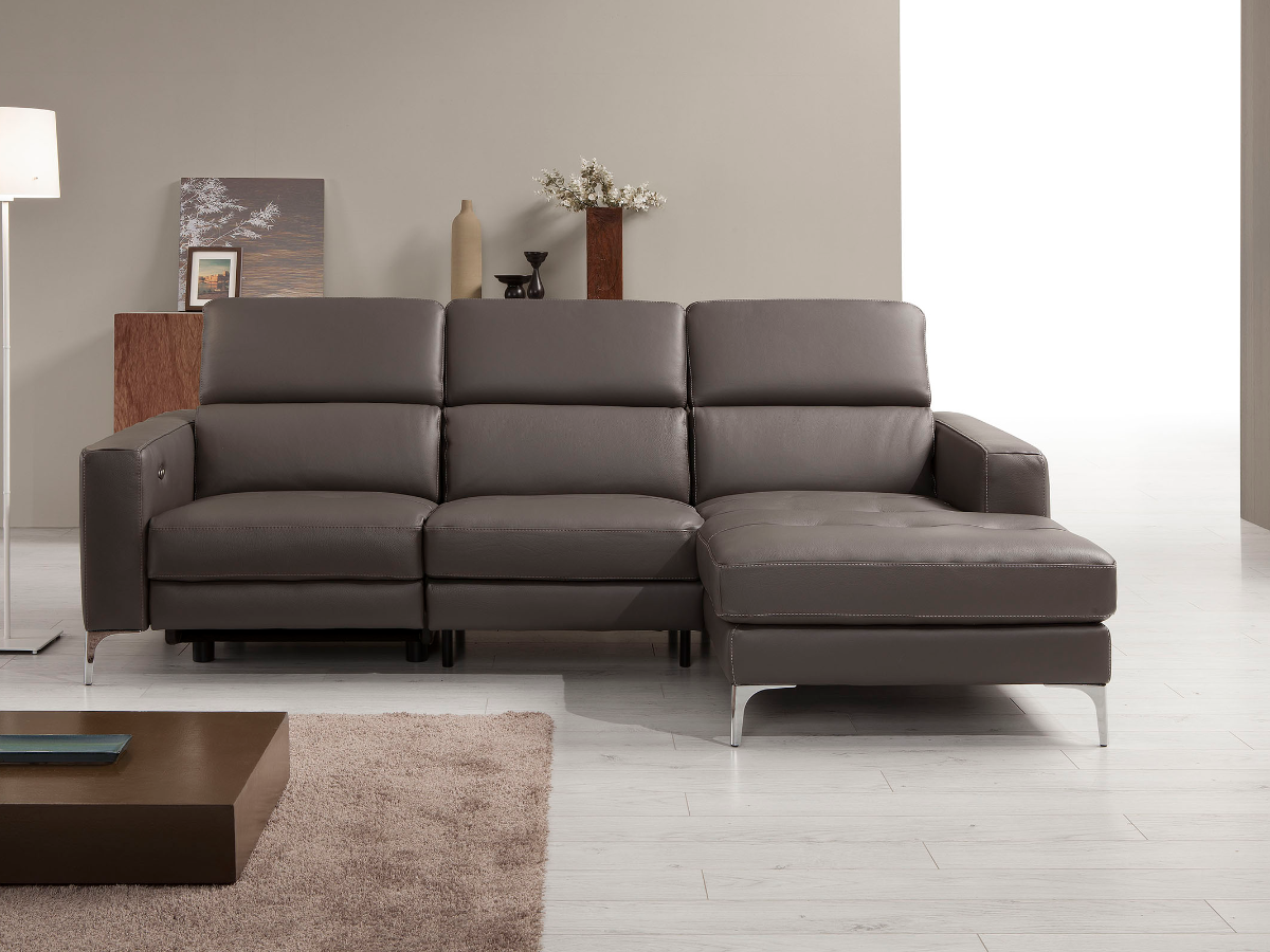 Matt leather sofa with chaise