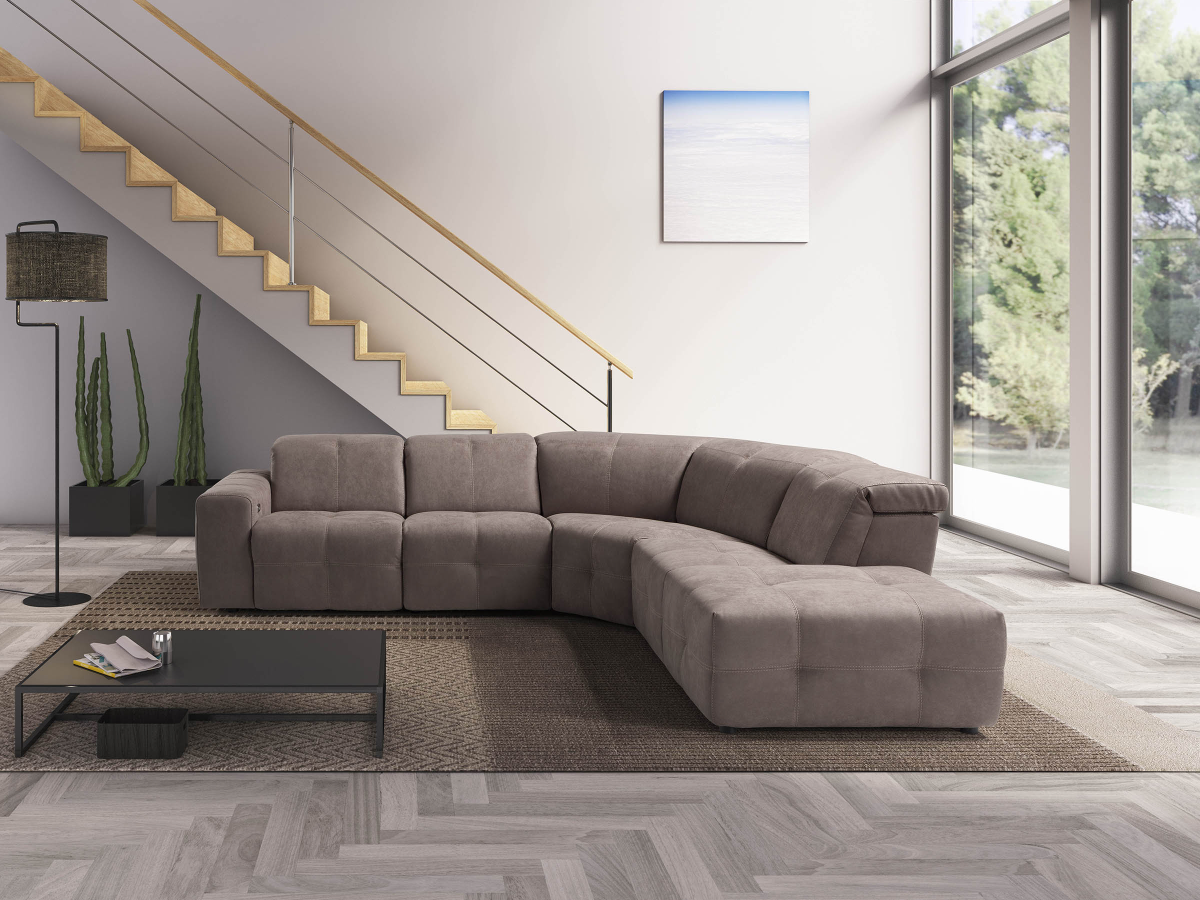 Arline fabric corner sofa with recliner