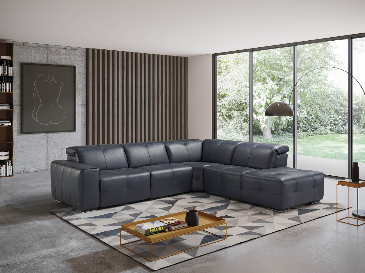 Arline leather corner sofa with recliners